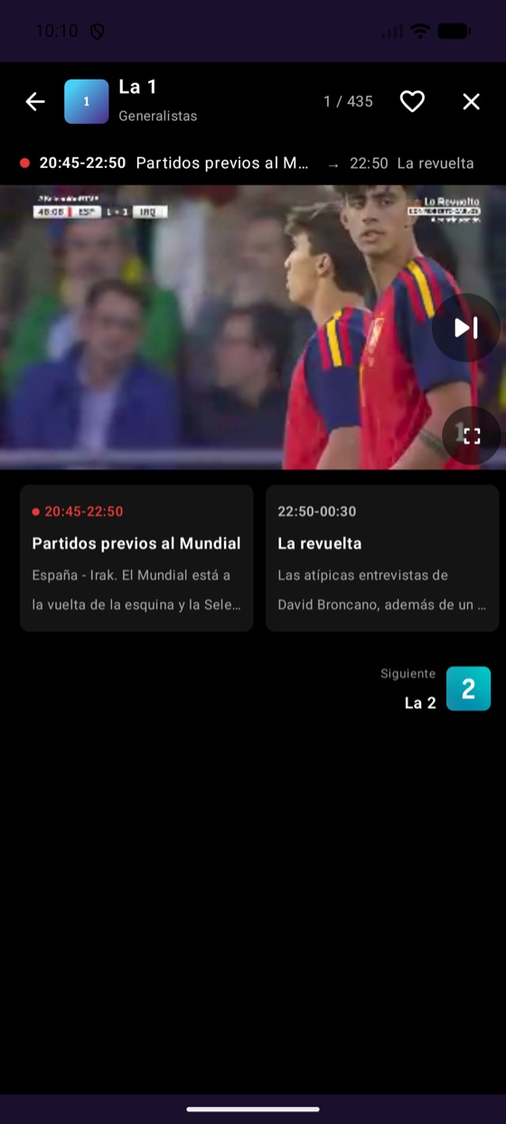 Canal La 1 en directo con guía EPG del programa actual y el siguiente